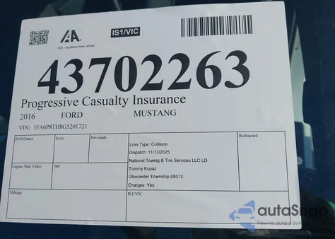 2016 Ford Mustang Ecoboost z USA, uszkodzony, nr VIN 1FA6P8TH8G5201721